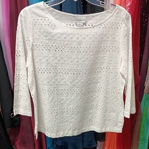 Liz Claiborne Cream Eyelet Blouse